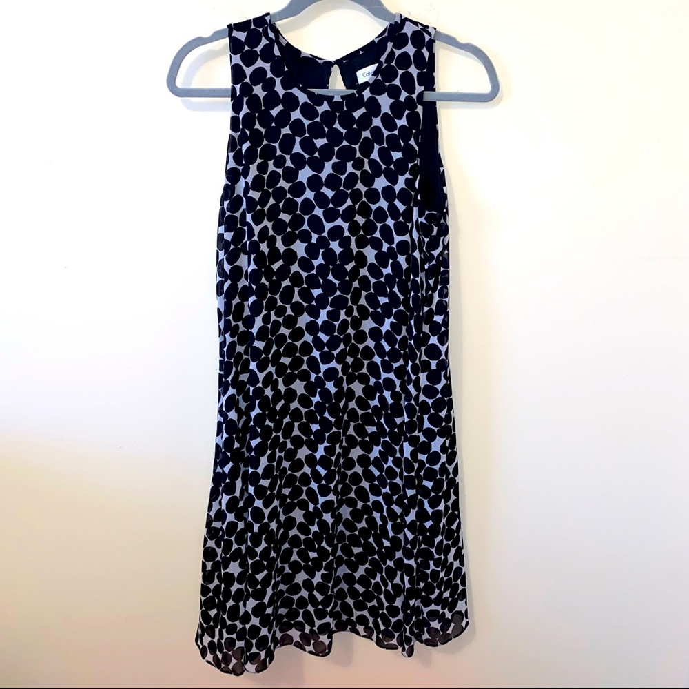 Calvin Klein Sleeveless Gray and Black Chiffon Dress size 10